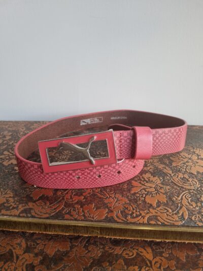 Puma Red Leather Belt with Metal Buckle - Image 5