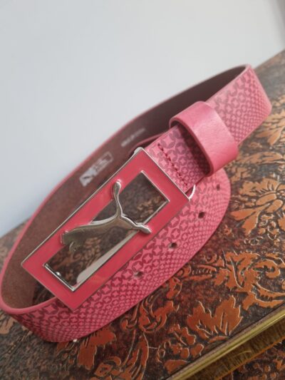 Puma Red Leather Belt with Metal Buckle - Image 3