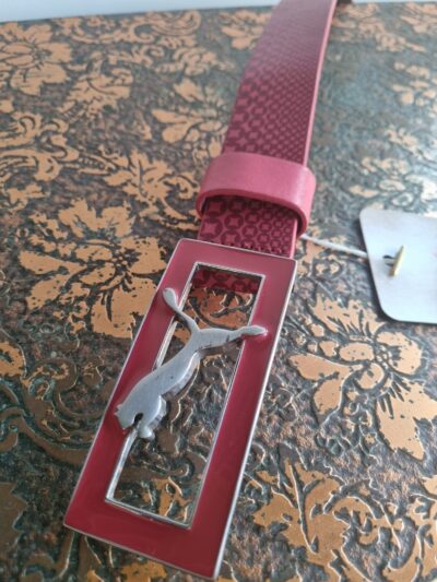 Puma Red Leather Belt with Metal Buckle - Image 4