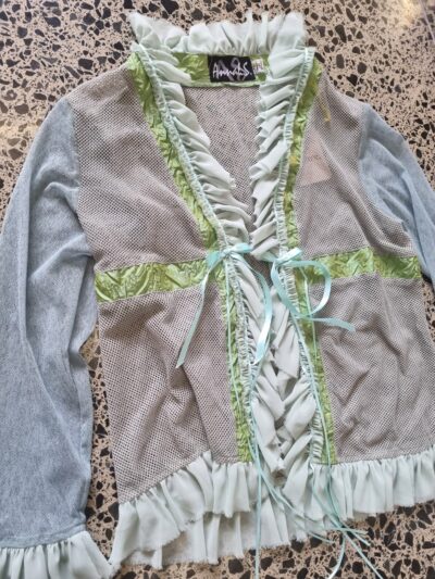 Annah S Teal Mesh Ruffle Cardigan | Best fit 10-12 - Image 3