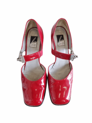 Charles Jourdan Red Square Toe Patent Leather Heels | Best fit 8.5