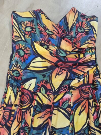 Thornton Hall Strapless Yellow Flower Print Midi Dress | Best fit 12 - Image 4