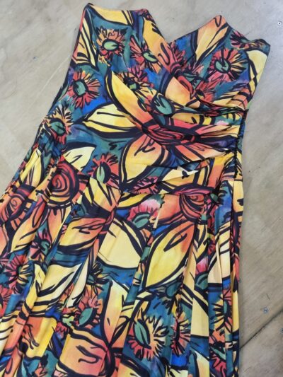 Thornton Hall Strapless Yellow Flower Print Midi Dress | Best fit 12 - Image 3