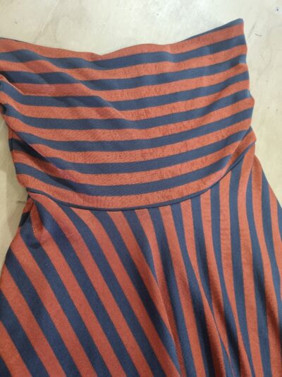 Maeve by Anthropologie Rust Navy Stripe Strapless Dress | Best fit 8-10 - Image 4