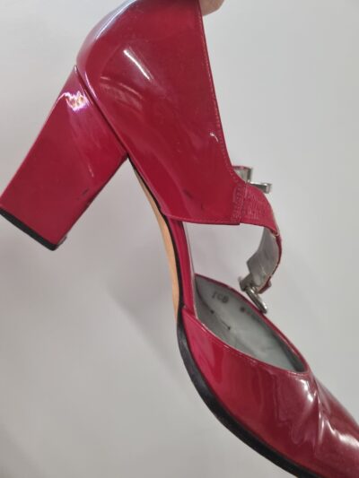 Charles Jourdan Red Square Toe Patent Leather Heels | Best fit 8.5 - Image 4