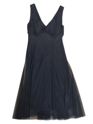 Staxs Black Mesh Rosette Midi Dress | Best fit 10-12