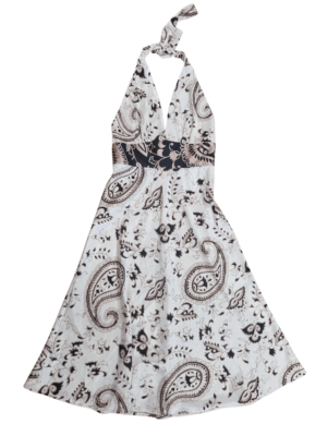 Principals Cream Brown Satin Halter Dress | Best fit 8