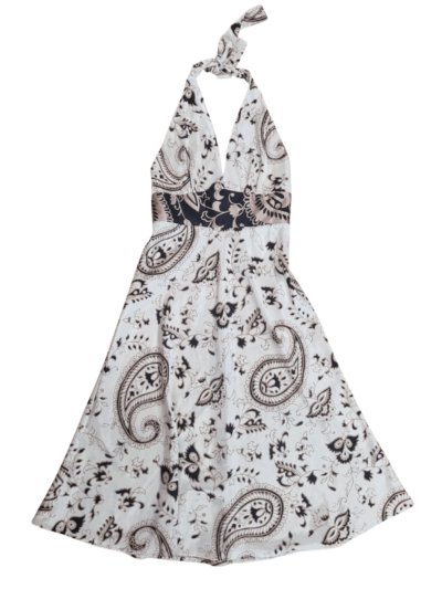 Principals Cream Brown Satin Halter Dress | Best fit 8