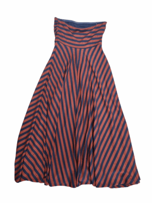 Maeve by Anthropologie Rust Navy Stripe Strapless Dress | Best fit 8-10