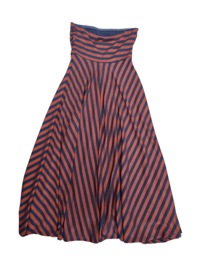 Maeve by Anthropologie Rust Navy Stripe Strapless Dress | Best fit 8-10 - Image 2