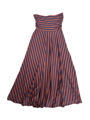 Maeve by Anthropologie Rust Navy Stripe Strapless Dress | Best fit 8-10
