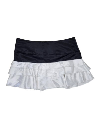B/W Satin Ruffle Mini Skirt | Best fit 10-12