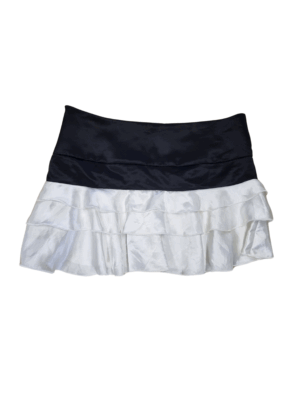 B/W Satin Ruffle Mini Skirt | Best fit 10-12
