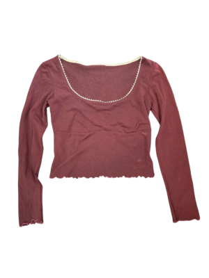 Bebe Sydney Maroon Mesh Cropped Top | Best fit 8-10