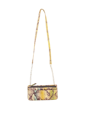 Beige Green Snakeprint Wallet Bag