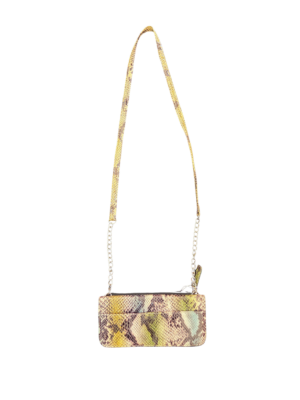 Beige Green Snakeprint Wallet Bag
