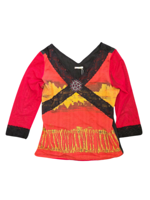 Art + Tease NZ Made Black Red Mesh Top | Best fit 16