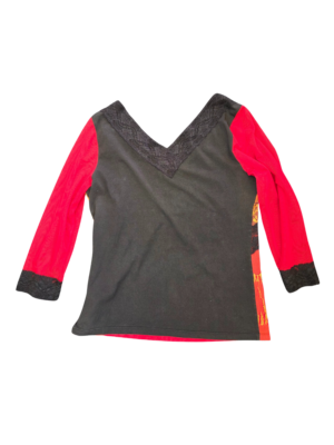 Art + Tease NZ Made Black Red Mesh Top | Best fit 16