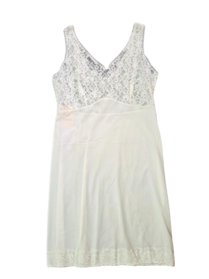 Vintage White Lace Bodice Midi Slip Dress | Best fit 10-12