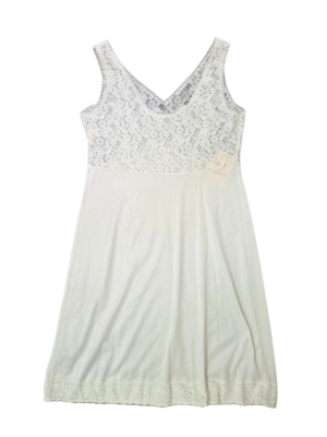 Vintage White Lace Bodice Midi Slip Dress | Best fit 10-12