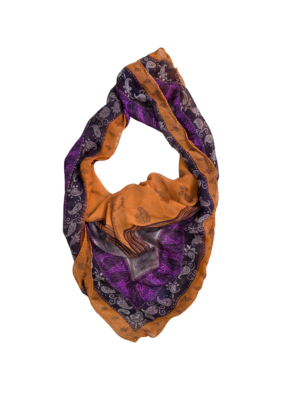 Large Orange Brown Purple Silk Square Scarf