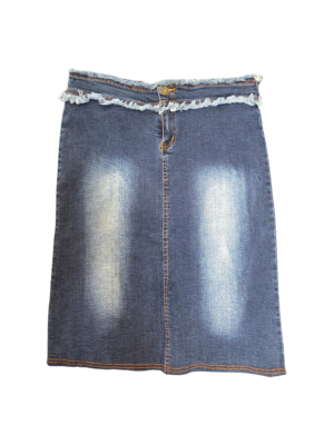 Anventagous Blue Denim Raw Hem Skirt | Best fit 10-12