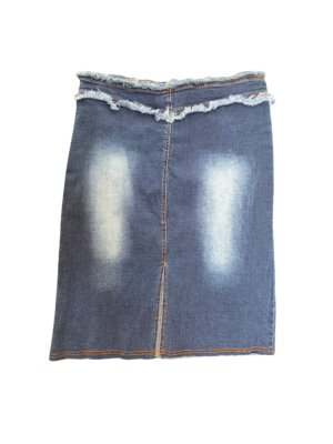 Anventagous Blue Denim Raw Hem Skirt | Best fit 10-12