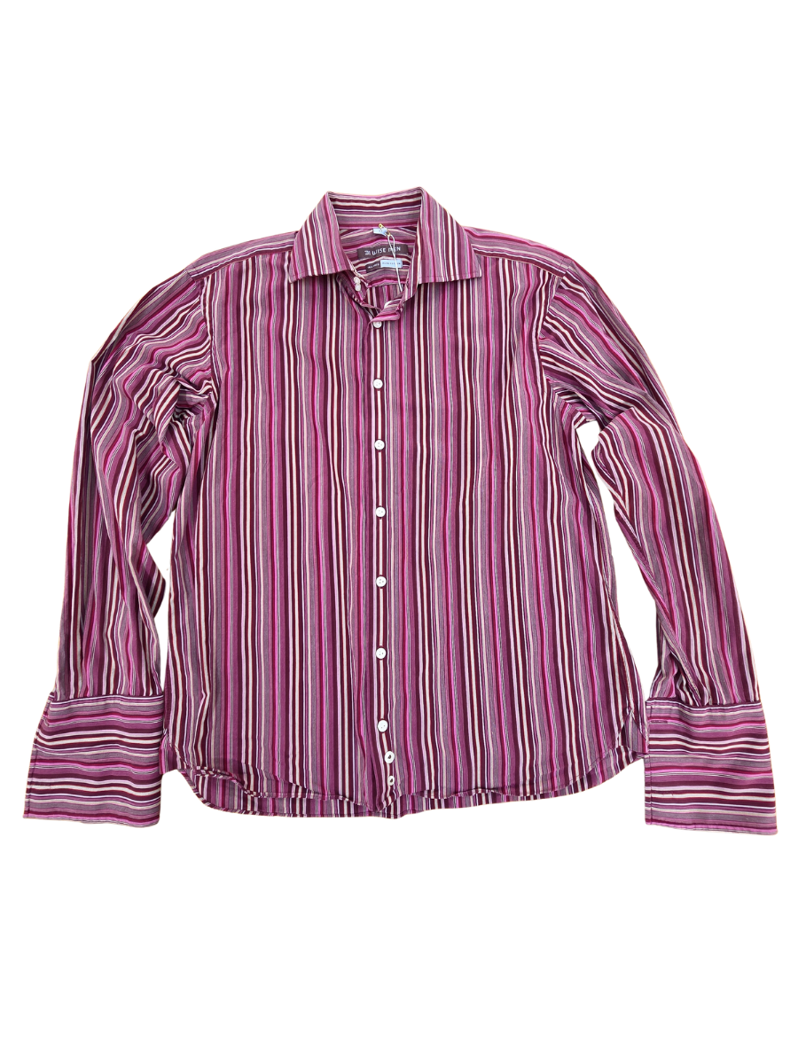 3 Wise Men Pink Stripe Button Up Shirt | Best fit L