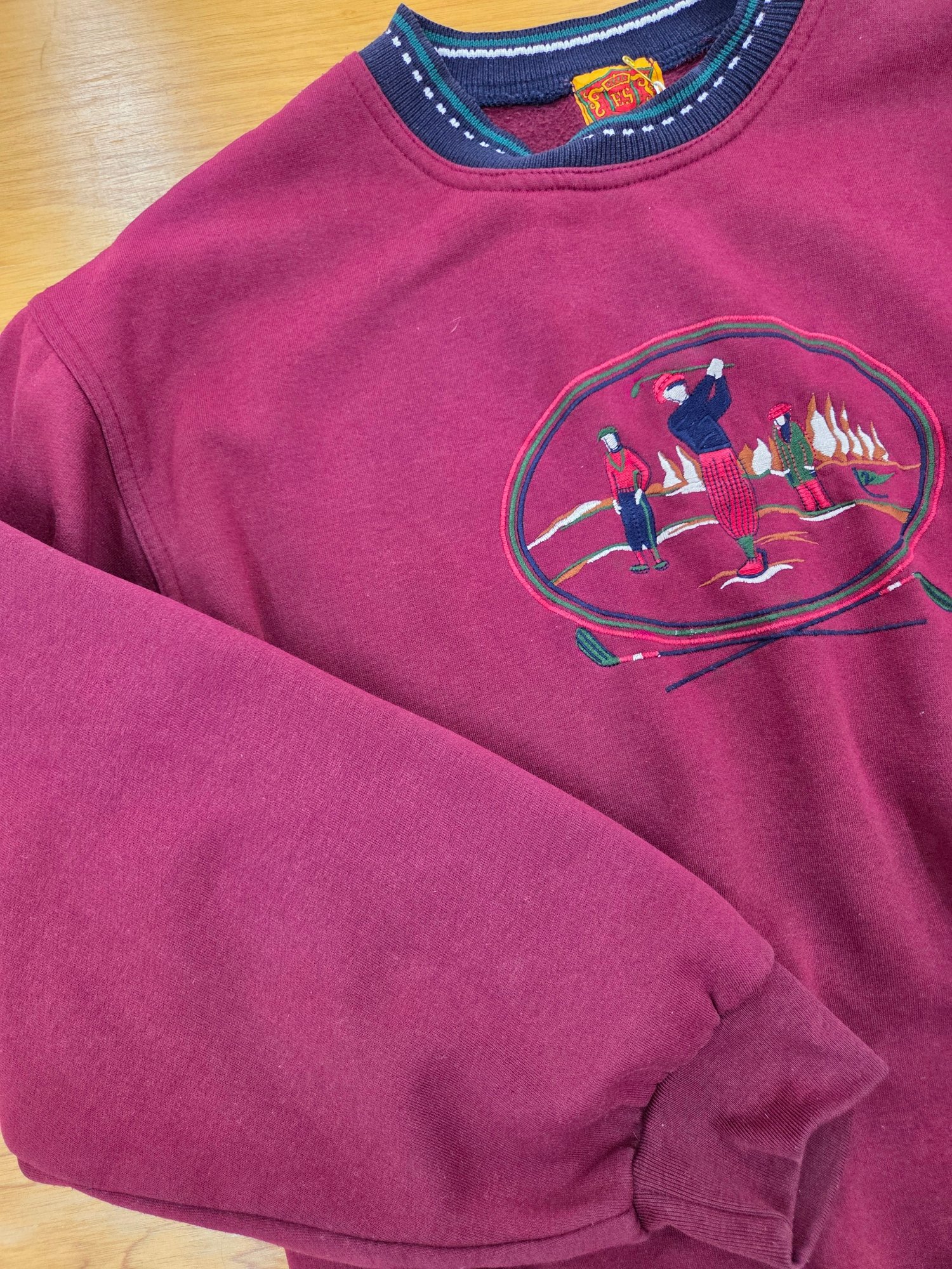 ES Made in Aus Maroon Gold Embroidered Crewneck | Best fit L - Image 3