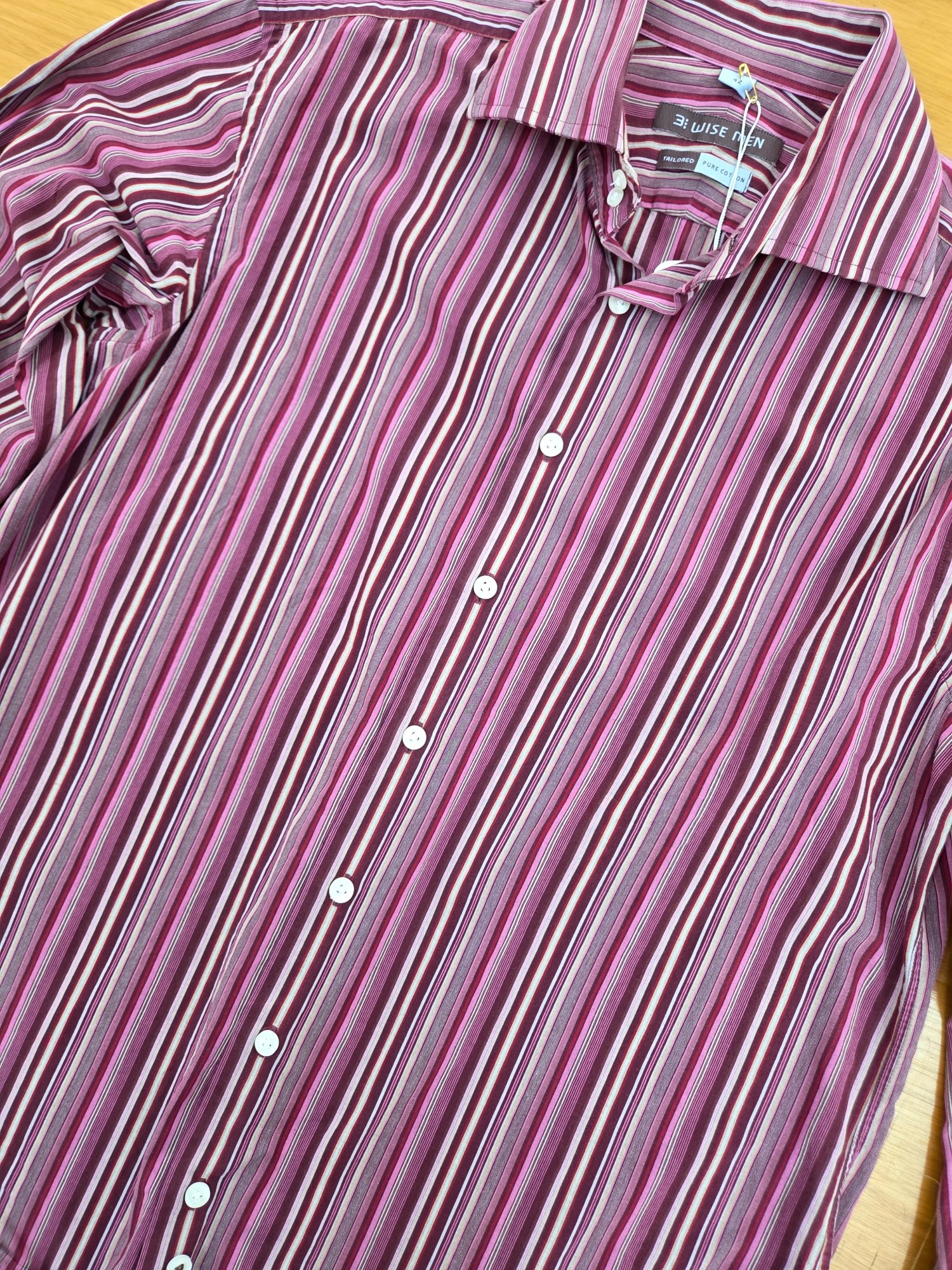 3 Wise Men Pink Stripe Button Up Shirt | Best fit L - Image 3
